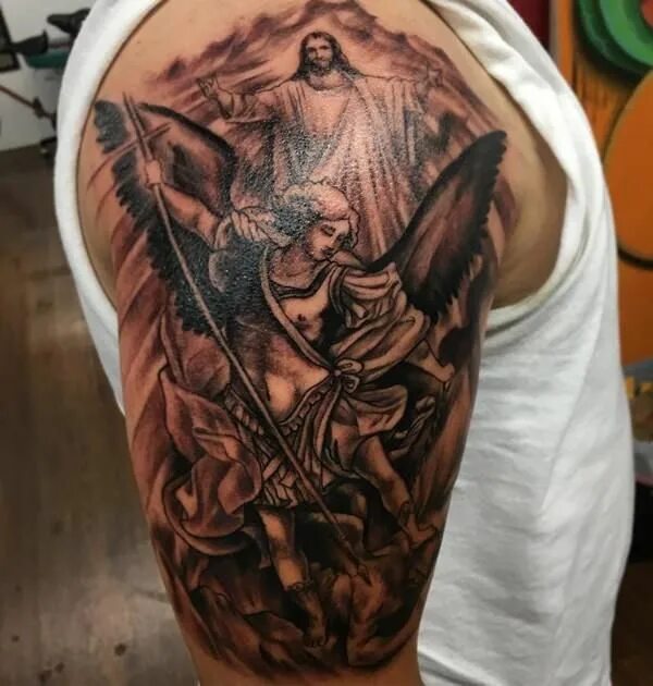 Фото тату Александр Парсамян - Архангел Михаил Tattoos, Warrior tattoo, Forearm 