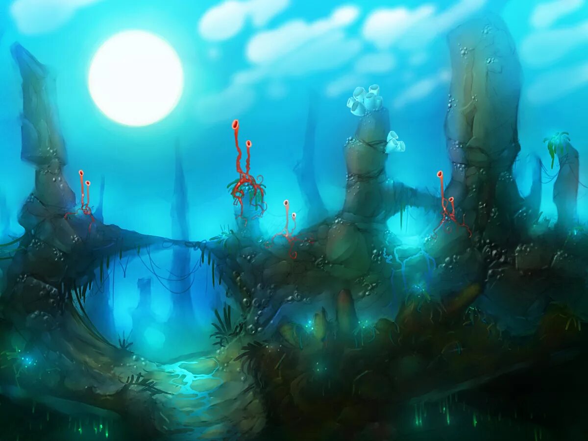 бездна арты. океан арт. аниме пейзаж. плот арт. локация океан.