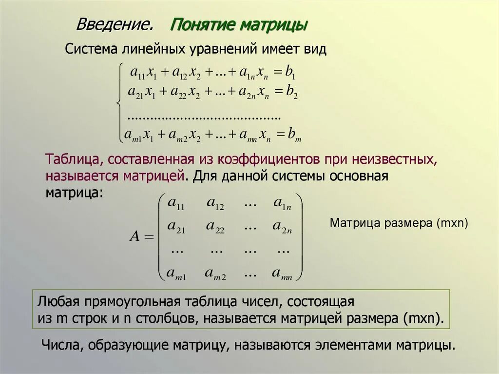 Система линейных уравнений метод уравнения коэффициентов. Системы линейных алгебраических уравнений. Основные понятия матрица. Линейные уравнения системные матрицы. Система линейных уравнений матрицы понятие.
