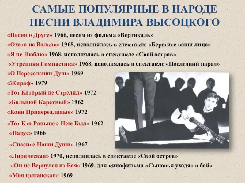 Презентация Высоцкий жизнь и творчество. Жизнь и творчество Высоцкого.