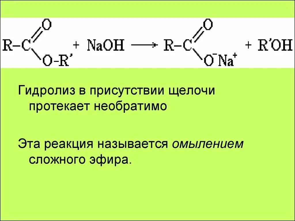 При гидролизе жиров в присутствии щелочей. Щелочной гидролиз сложных эфиров омыление. Щелочной гидролиз сложных эфиров реакция. Сложные эфиры и щелочь реакция. Щелочной гидролиз метилпропионата.