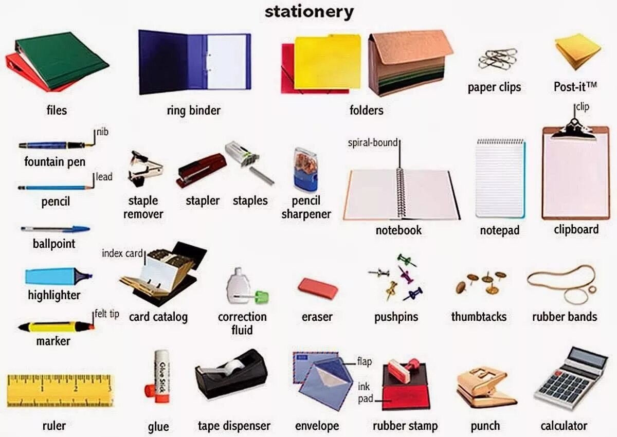 Write the names of the things