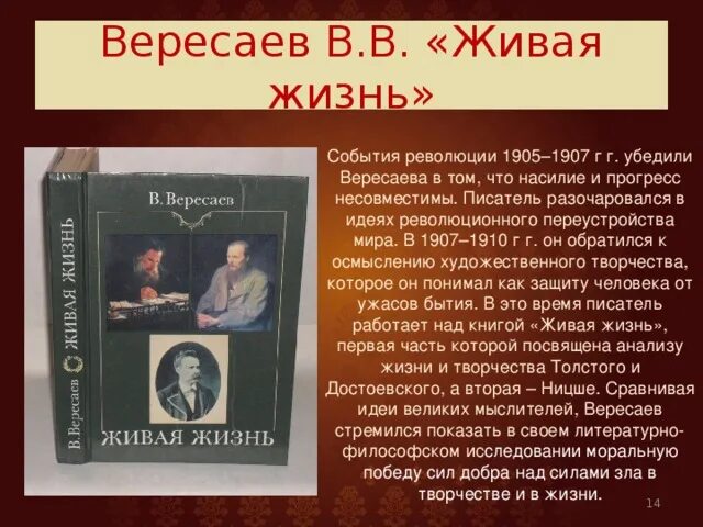 Вересаев толстой и достоевский. Вересаев Живая жизнь. Презентации о Вересаев в.в.. Творчество Вересаева. Книга Живая жизнь Вересаева.