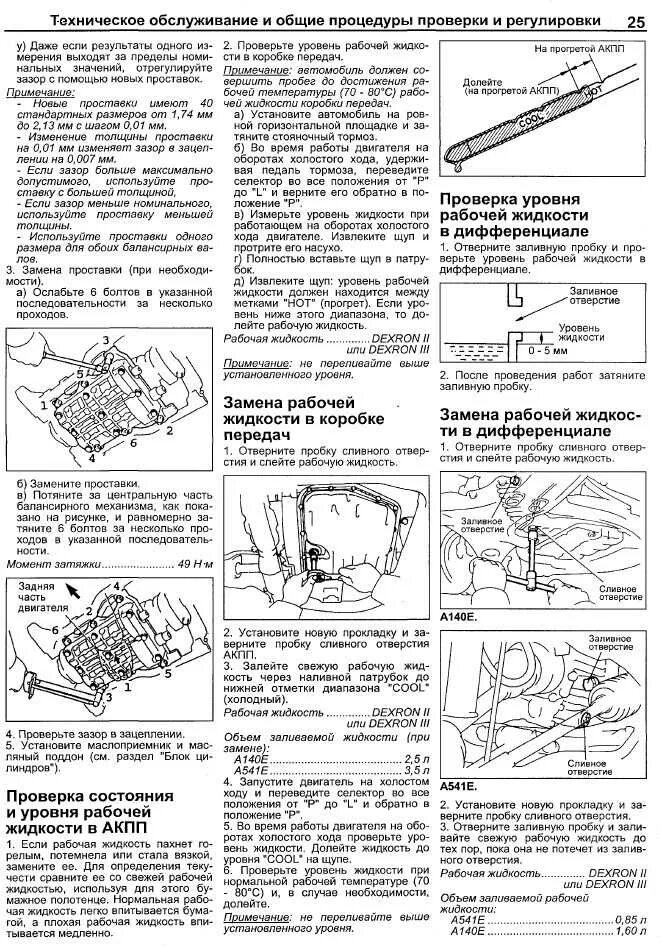 Уровень масла акпп камри