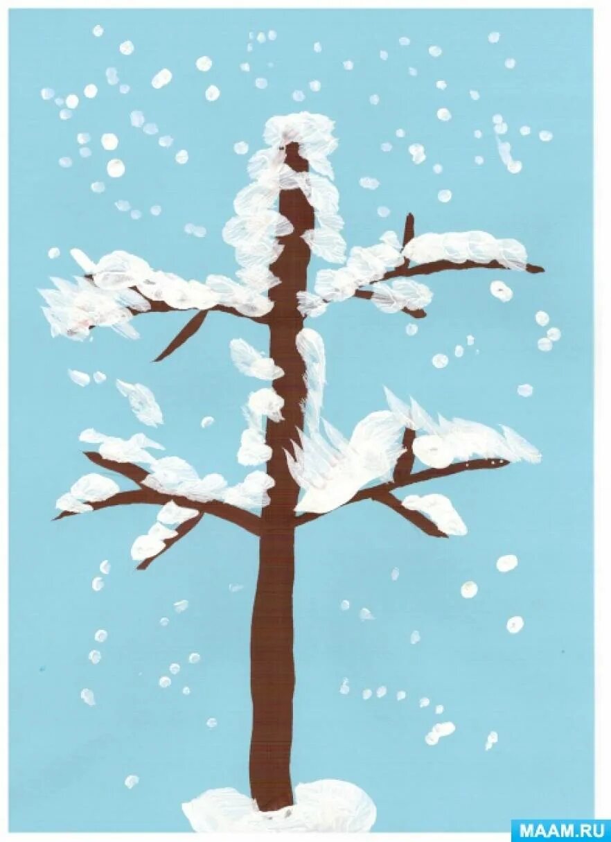 Деревья в снегу вторая младшая. Деревья в снегу рисование. Рисование в младшей группе дерево зимой. Дерево в снегу рисование в средней группе. Деревья в снегу рисование во второй младшей группе.