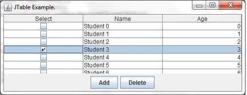 Select table name. Динамическое добавление столбцов и строк в jtable swing в java.