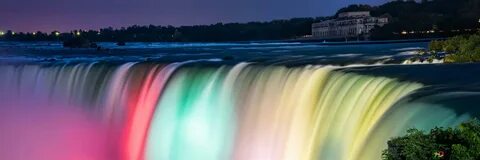 Dual standard 3:2 2304x768 Niagara falls, located between the USA and canad...