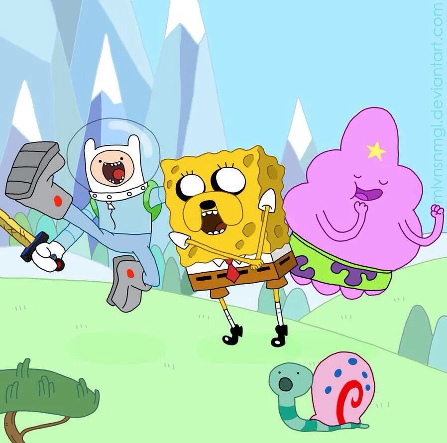 Больший приключения боба. Приключения Боба. Адвенчер стайл. Spongebob Squarepants Crossover. Spongebob x Adventure time.