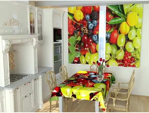 Фотошторы для кухни Фруктовый мир купить в интернет-магазине по низкой цене на