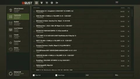 Вайп серверов rust