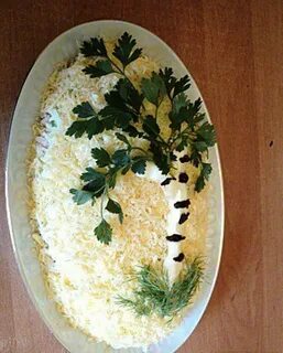 Салат белая береза с курицей и яблоком