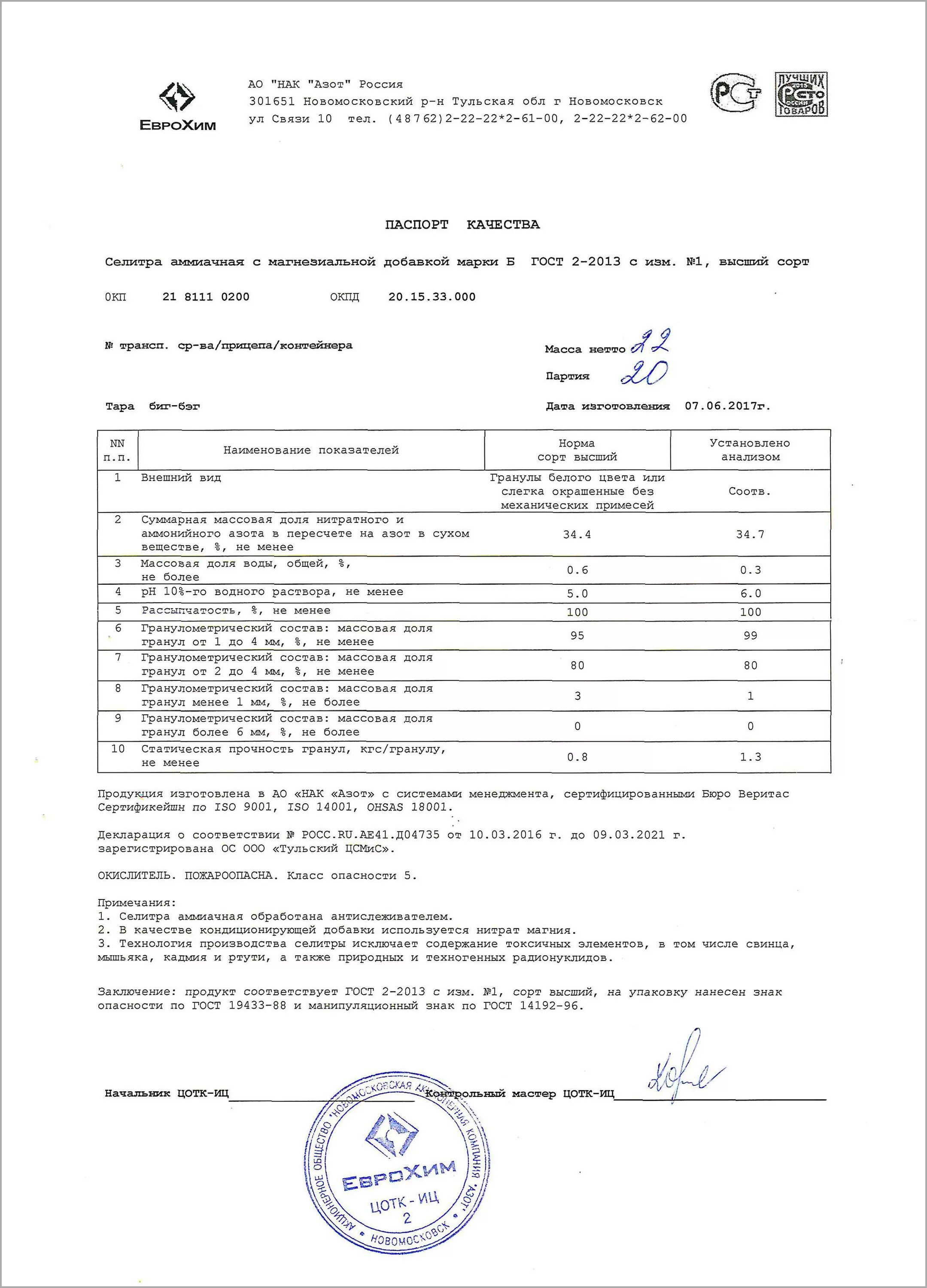 Технические условия удобрения. Удобрение минеральное селитра паспорт качества. Селитра аммиачная паспорт качества. Паспорт на селитру ЕВРОХИМ. ЕВРОХИМ карбамид марки б.
