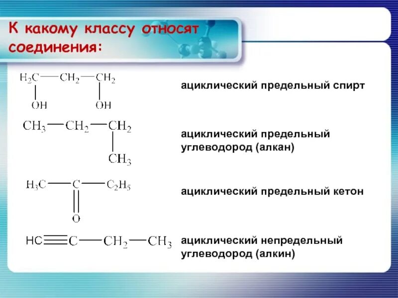 Кетон алкан. К какому классу относятся соединения. Класс соединений какие.