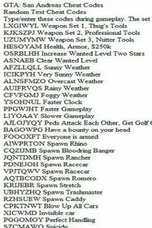 Gta san andreas cheats
