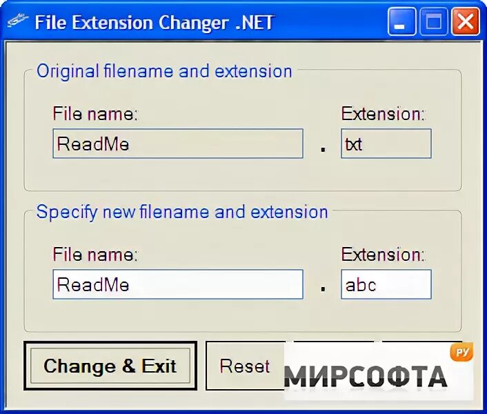 File Changer. File Extension. Net file. Data file Changer.