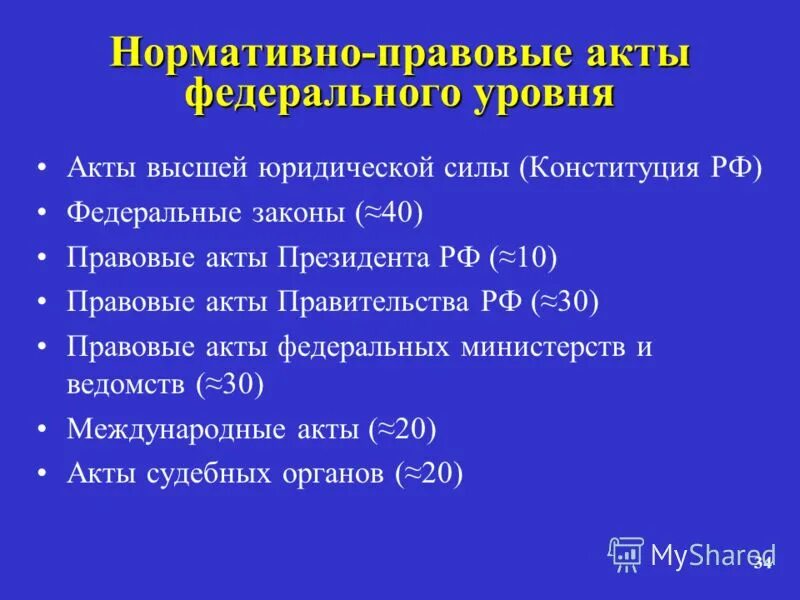 акты федерального и регионального уровня