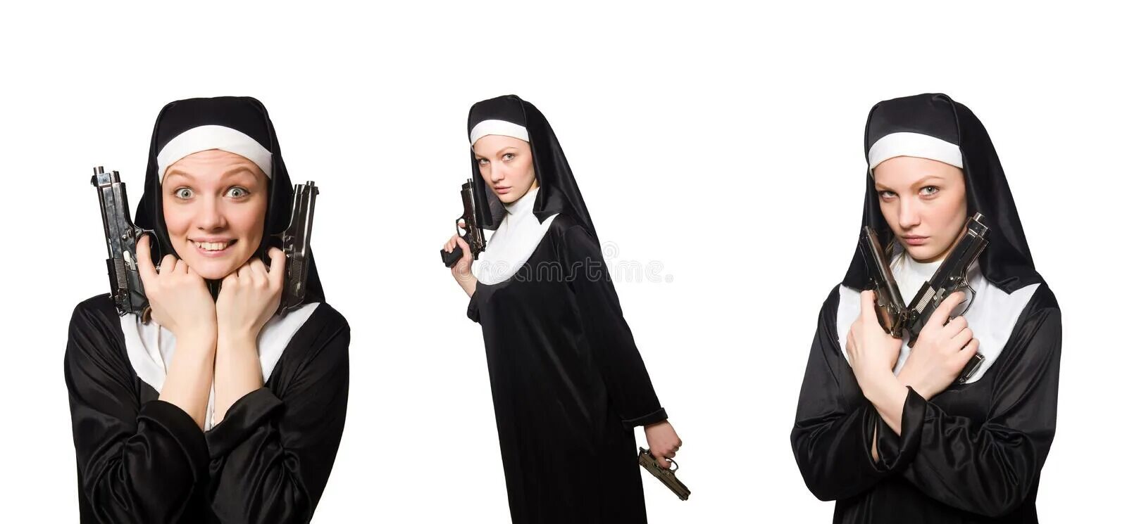 Глухонемой парень в монастыре. Возвращение монашки. Монашка с оружием. Монашка с линейкой. Монашка с пушкой.
