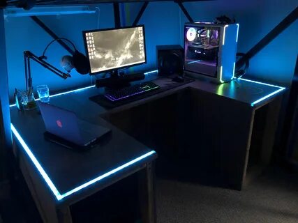 Gaming Computer Desk, Computer Desk Setup, Gaming Room Setup, Gamer Setup, ...