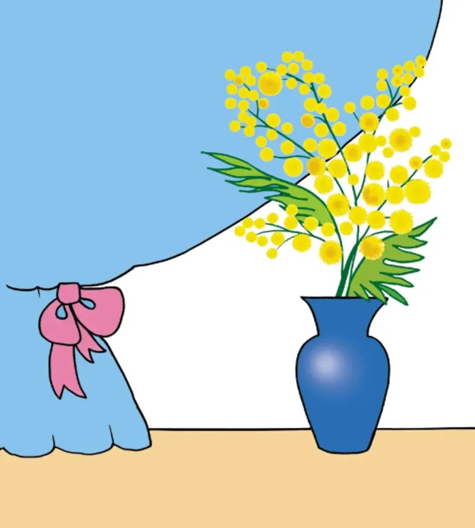 Рисование для детей ваза с мимозой. Нарисовать мимозу пошагово. Рисование цветов в пеенте. Рисование Мимоза в вазе.