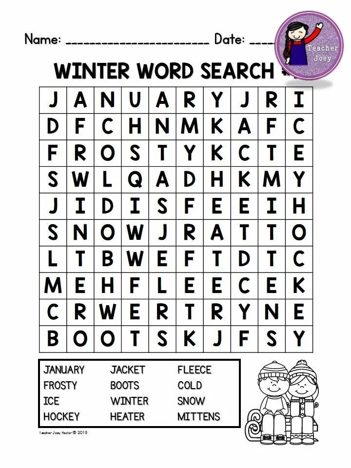 Winter word find. Winter word search.