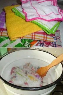 Как отстирать кухонные полотенца от застарелых