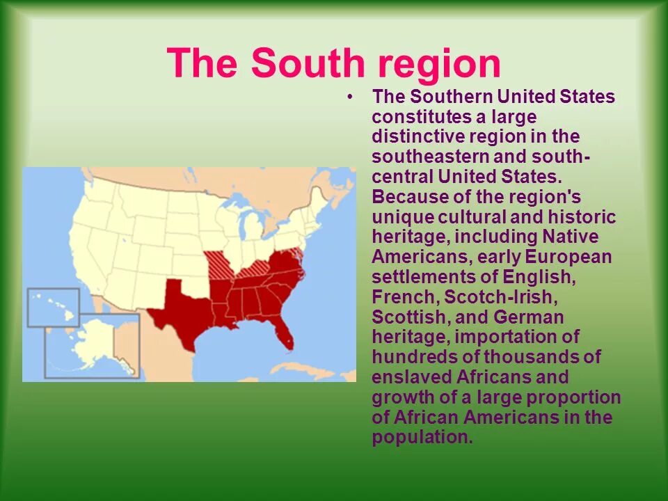 South USA. The South States in Region. Southern States of the USA. Southern Region of America.