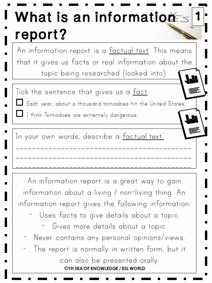 Writing a Report. Information Report. Informative Report. Write a Report.