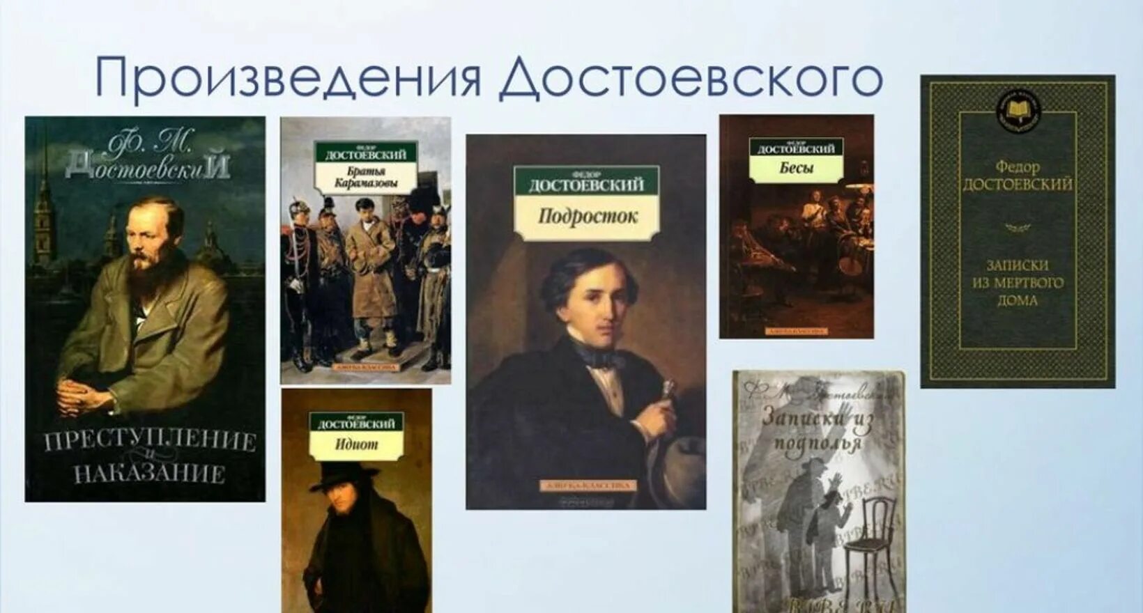 Главные герои известных произведений. Достоевский фёдор Михайлович произведения. Ф М Достоевский произведения список. Известные романы Достоевского.