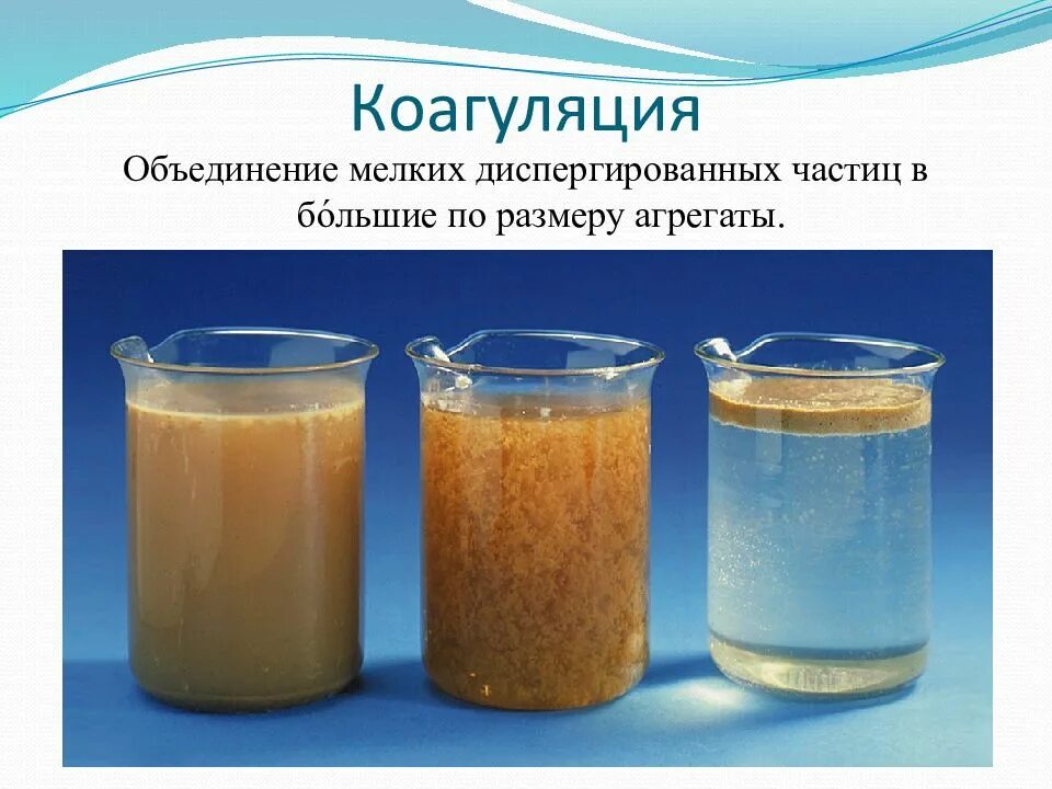 Образование осадка в коллоидных растворах называется. Коагуляция коллоидных растворов. флокуляция сточных вод. очистки воды (коагуляция, отстаивание, фильтрация).. коагулирование воды.