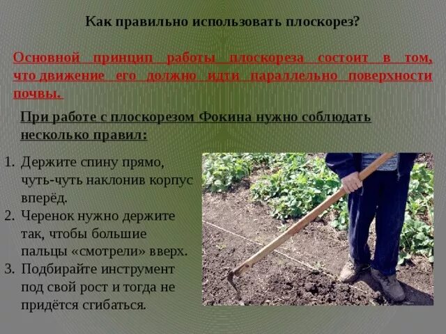 Плоскорез фокина как пользоваться