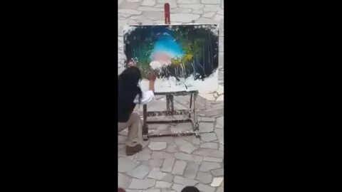 Художник песня краски и наносит на холст