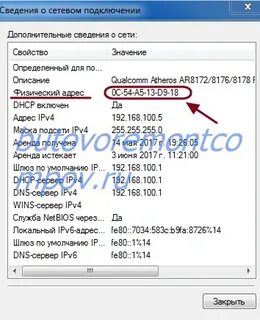 Физический адрес телефона