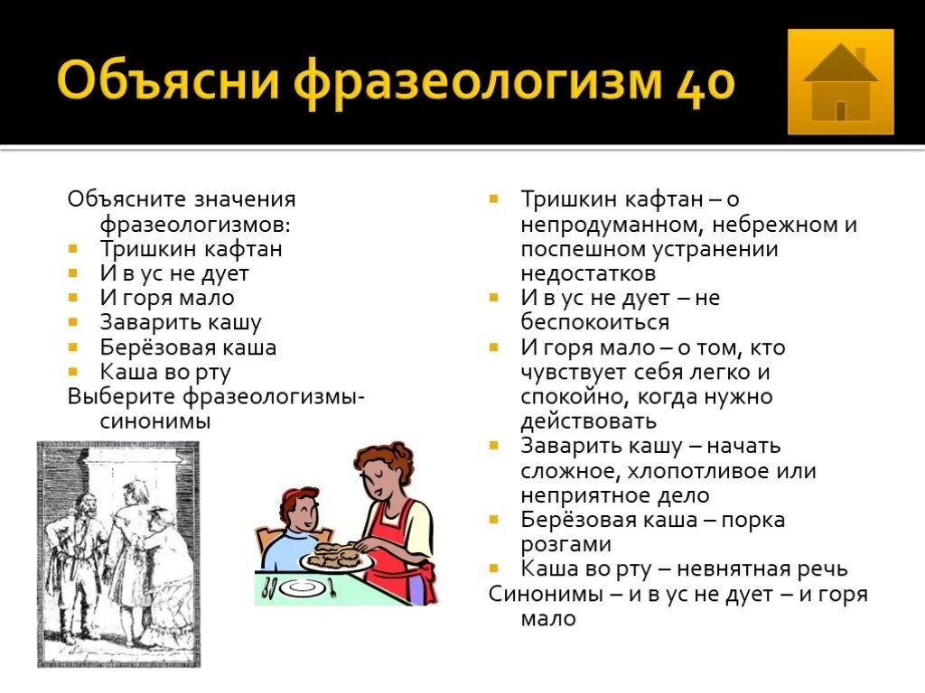 Объяснить значимость. Объяснить значение фразеологизмов. Тришкин кафтан фразеологизм. В ус не дуть фразеологизм. Растолкуй фразеологизмы.