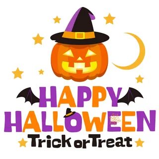 a happy halloween trick or treat sign with a pumpkin and witch hat on it&ap...