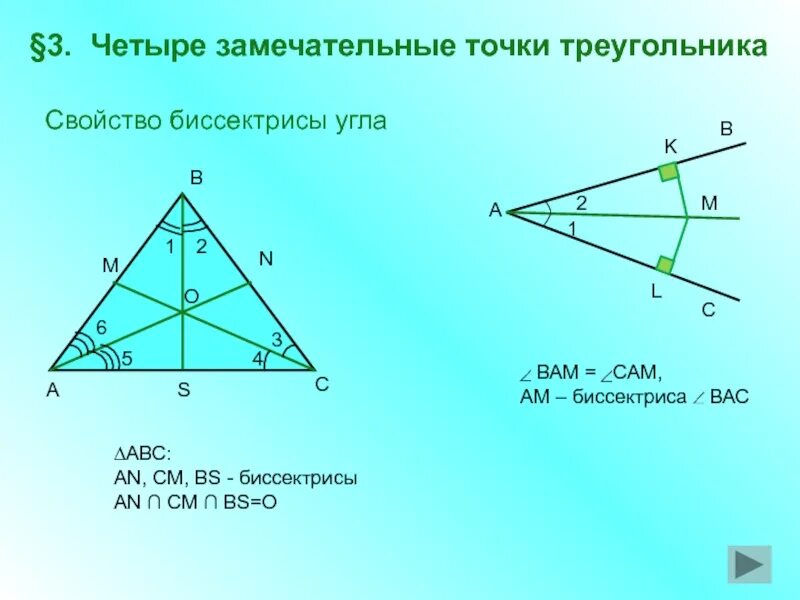 Свойство биссектрисы угла треугольника 8 класс. Четыре замечательные точки тре. Четыре замечатальные точки треугольник. Свойства замечательных точек треугольника. Сформулируйте и докажите свойство биссектрисы угла