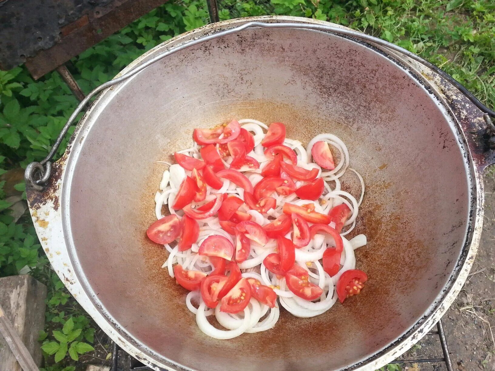 Мясо в казане с луком. Мясо в казане. Говядина с помидорами в казане. Мясо с луком в казане. Мясо говядина с помидорами и болгарским перцем в казане.