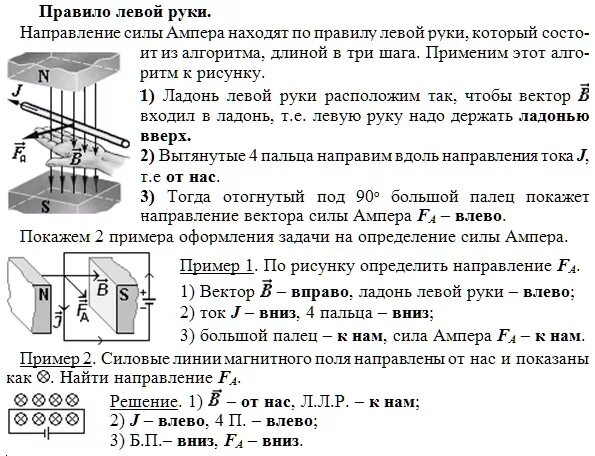 Как можно теперь объяснить молекулярные токи ампера. Сила Ампера правило левой руки задачи. Правило левой руки для силы Ампера и Лоренца. Сила Ампера 9 класс правило левой руки. Задачи на силу Ампера 9 класс физика.