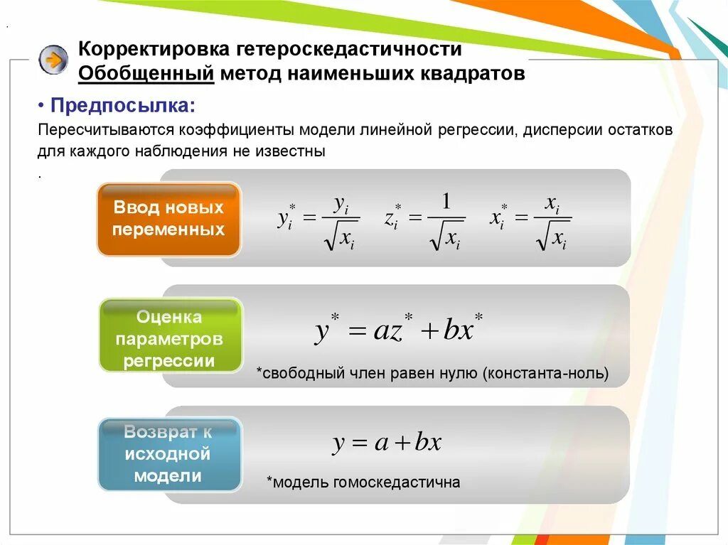 Тест на регрессию. Метод МНК для линейной регрессии. Метод наименьших квадратов линейная регрессия. Взвешенный метод наименьших квадратов. Коррекция гетероскедастичности.