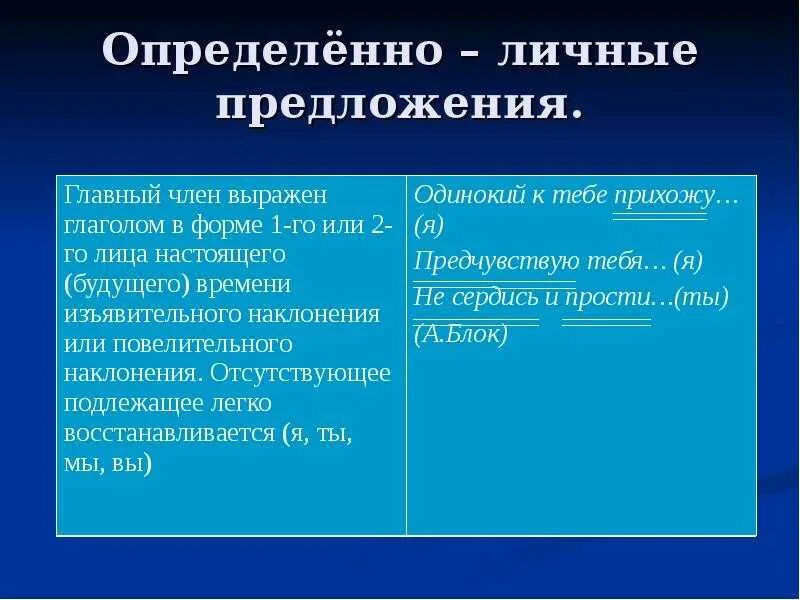 Любое определенно личное предложение. Определённо-личные предложения примеры. Определенно личное предложение. Односоставные определенно личные предложения. Определённо личные предложения прмеры.