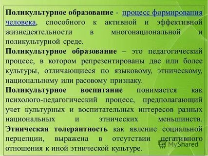 Аспекты поликультурной образовательной среды