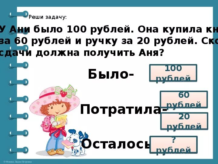 У маши было 500 рублей. У Нади было 100. Реши задачу у Нади было 100 рублей. У Нади было 100 рублей она купила две книги. Сколько рублей сдачи должен получить Юра.