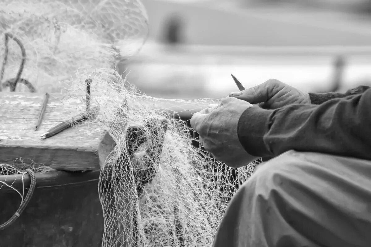 Is he a fisherman. Рыбак чинит сети. Картина чинят сети. Чинят сети рыбаки картинки. Чуковский чинил рыбацкие сети.