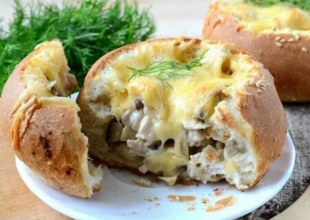 Грибы в булочках в духовке