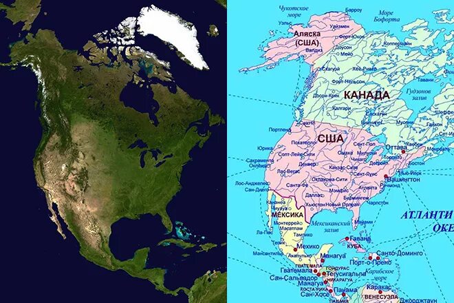 Название расположенных в северной америке. Карта Северной Америки географическая. Материк Северная Америка на карте. Географическая карта Северная Америка США. Политическая карта Северной Америки.
