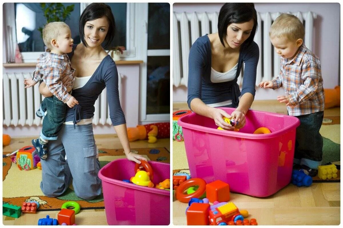 Ребенок убирает игрушки. Ребенок собирает игрушки. Мама собирает игрушки.