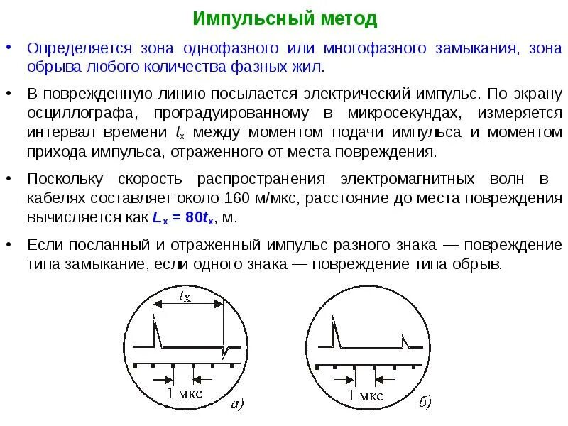 Определение повреждение кабеля. Импульсный метод определения повреждения кабеля. Импульсный метод определения места повреждения кабельной линии. Импульсный метод отыскания места повреждения кабеля. Импульсный метод определения зоны повреждения.