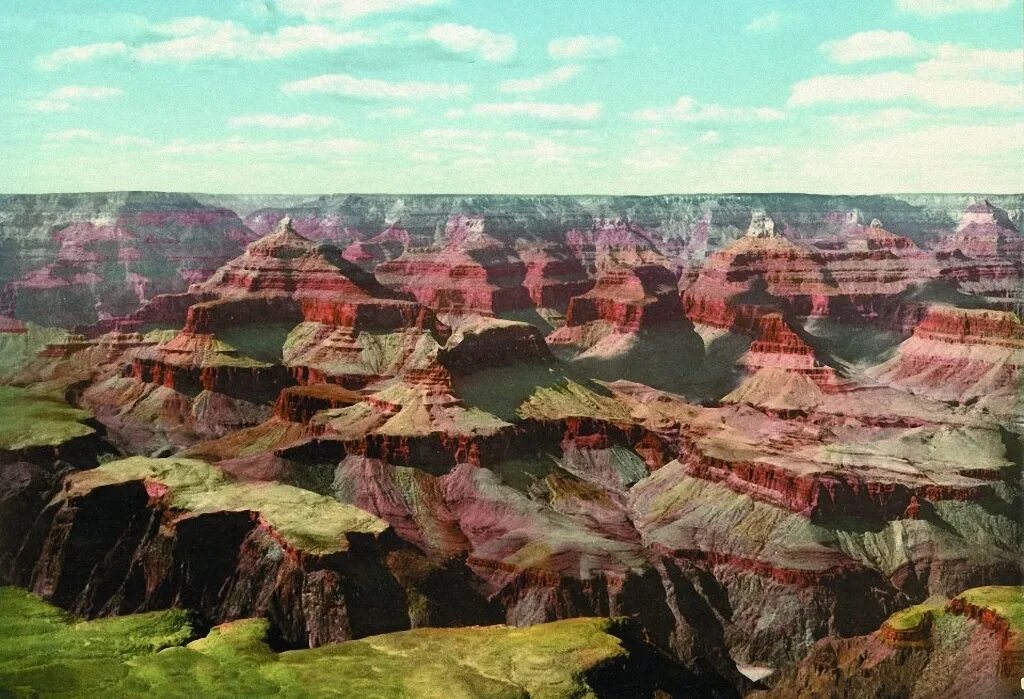 Цветной сша. Гранд-каньон (штат Аризона). Аризона 20 век. Большой каньон в штате Аризона. Цветная фотография.