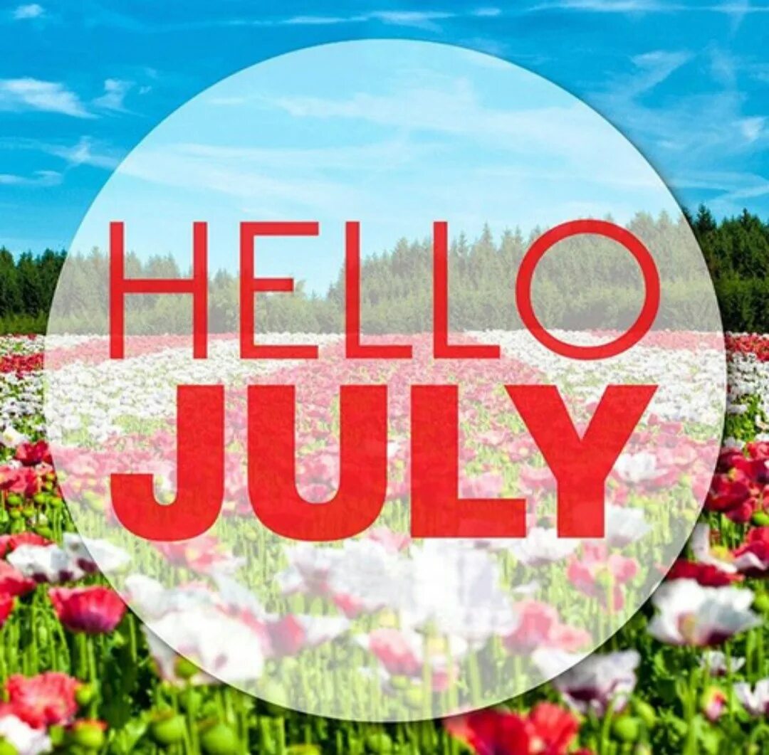 Хеллоу включи. Привет июль. Hello июль. Hello July картинки. Открытка Хеллоу июль.