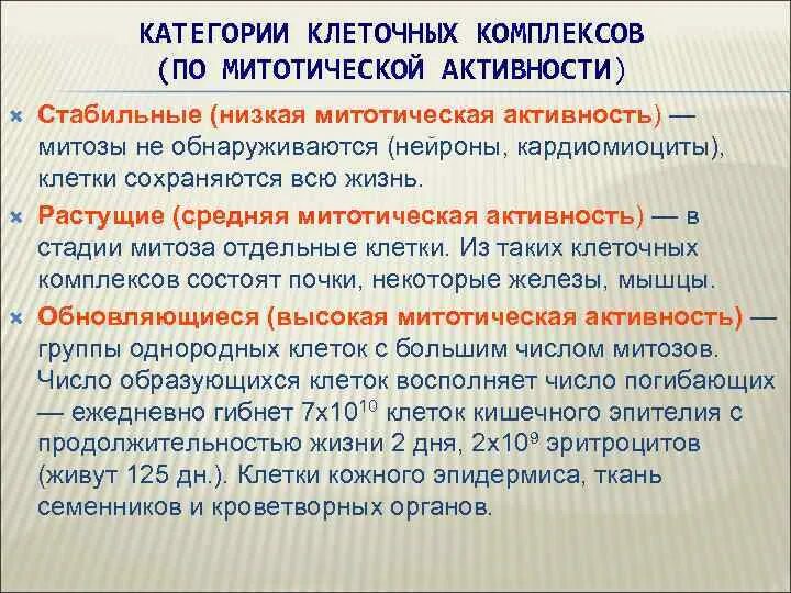 Что значит умеренная активность. Категории клеточных комплексов. Митотическая активность клеток. Клетки с высоким митотическим индексом. Высокая митотическая активность.