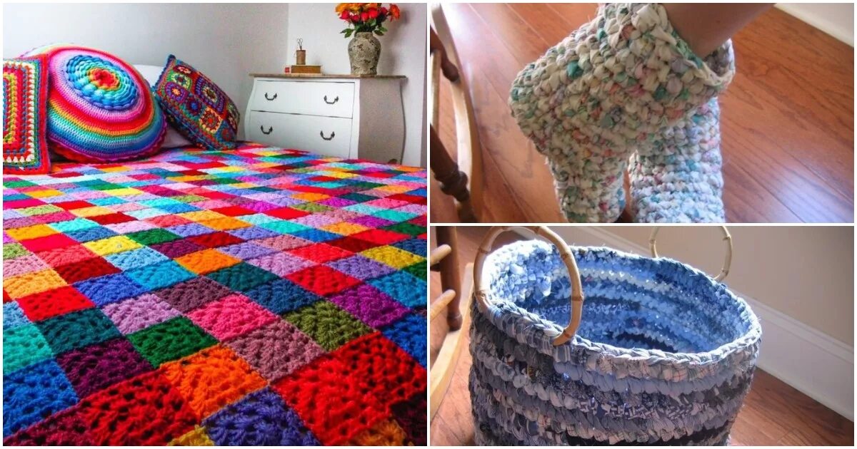 Вязание своими руками самое интересное для женщин. Коврик из ненужных вещей. Коврик из старой одежды. Рукоделие для дома. Вязание крючком интересные идеи.